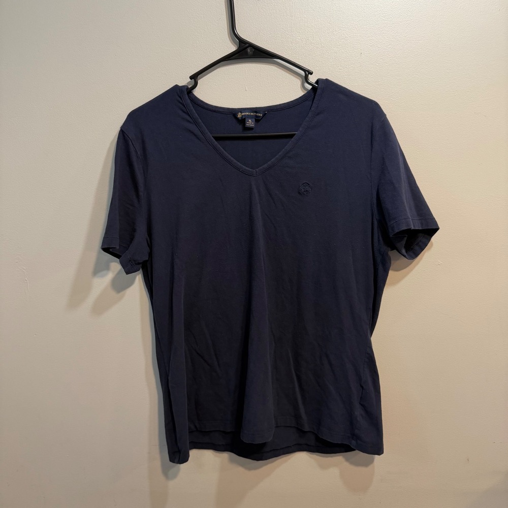 Brooks Brothers Womens Navy‎ Blue V-Neck Short Sleeve T-Shirt XL 3910-012MW006E